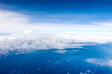 White Cloud and Blue Sky View From A Plane For Backgroundの写真素材