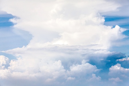 White Cloud and Blue Sky View From A Plane For Backgroundの写真素材