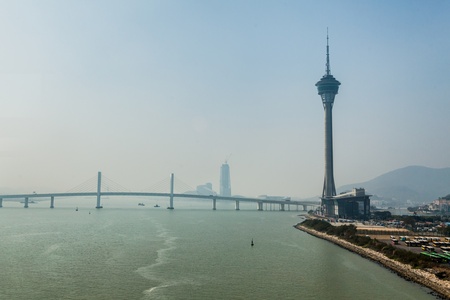 Taipa, Macau - February 2, 2015:  Macau tower viewのeditorial素材