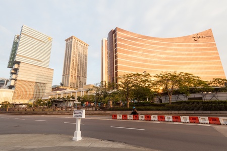 Senado, Macau - February 2, 2015: Macau Wynn Hotel is a 20-story hotel and casino located on the waterfront in Macau is modeled after Steve Wynn's curved-tower in Las Vegas.のeditorial素材