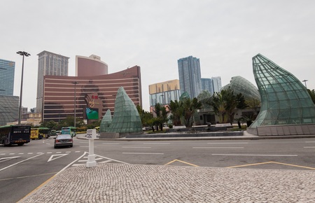 Senado, Macau - February 2, 2015: Grand Lisboa Hotel comprised of an ultramodern tower rising from a striking geodesic dome, this iconic casino hotelのeditorial素材
