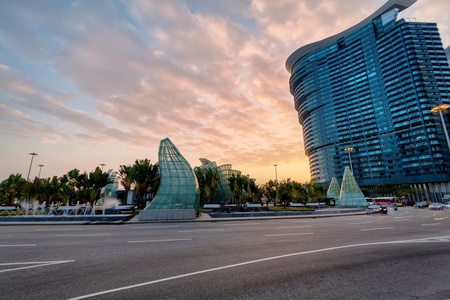 Senado, Macau - February 2, 2015: Grand Lisboa Hotel comprised of an ultramodern tower rising from a striking geodesic dome, this iconic casino hotelのeditorial素材