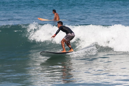 BALI, INDONESIA, 8 April 2016: Surfing in Kuta.