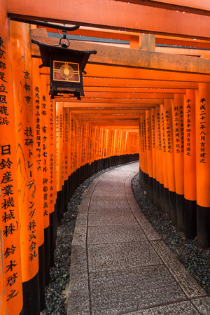 Holiday in Japan - Raining day in Torii Gates, Fushimi Inari Shrine, Kyoto, Japanのeditorial素材