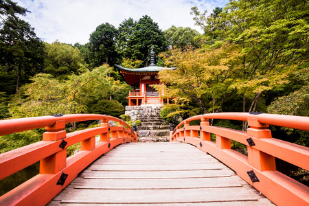 Summer Autumn transit lake view of Bentendo Hall Diago-ji Temple, Kyotoのeditorial素材