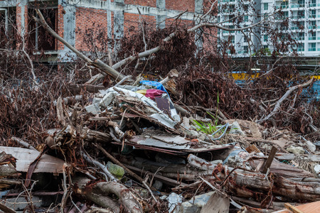 Junk site indicating disaster like tsunami, earthquake,tornado or typhoonの写真素材