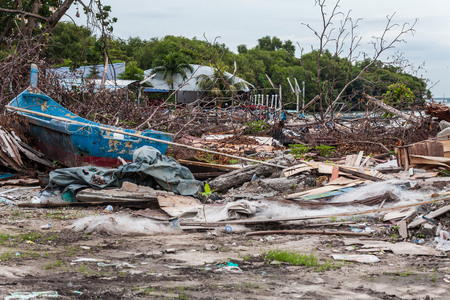 Junk site indicating disaster like tsunami, earthquake,tornado or typhoonの写真素材