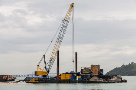 Sand replenishment ship for land reclamationの写真素材
