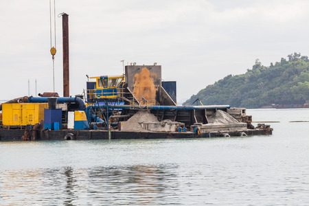 Sand replenishment ship for land reclamationの写真素材