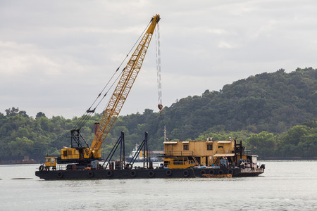 Sand replenishment ship for land reclamationの写真素材