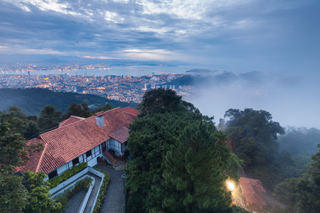On top view hill view of sunriseの写真素材