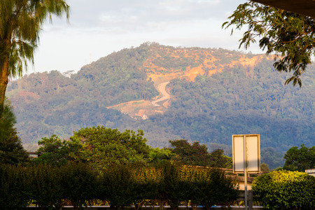 Erosion of hill indicating over developmentの写真素材