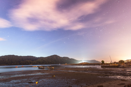 Mud texture with landscape view for backgroundの写真素材