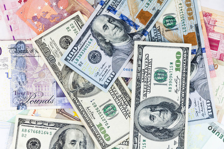 Many currency collections indicating inflation rate and hike in priceの写真素材