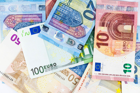 Multiple Europe Euro Currency as background textureの写真素材