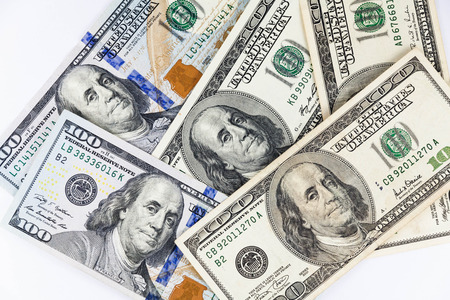 Multiple America US Dollar Currency as background textureの写真素材