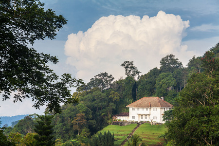 White color house on top of hill indicating relaxing lifeのeditorial素材