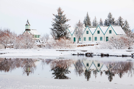 Thingvellir National Park or better known as Iceland pingvellir National Park during winterの写真素材
