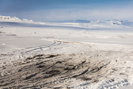 Jokulsarlon snow landscape in Hvannadalshnukur, Iceland for beautiful backgroundの写真素材