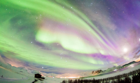Aurora Borealis or better known as The Northern Lights for background view in Iceland, Reykjavik during winterの写真素材