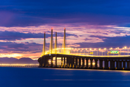 2nd Penang Bridge view during dawn in George Town, Penang, Malaysia