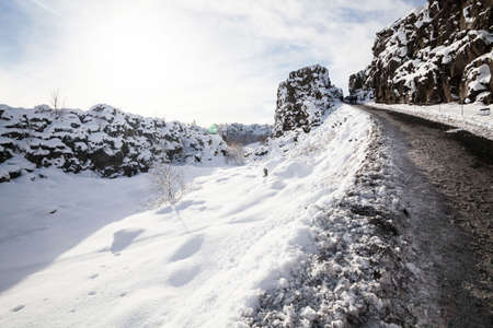 Thingvellir National Park or better known as Iceland pingvellir National Park during winterの写真素材