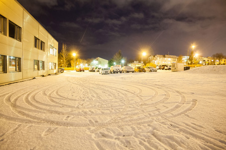 Reykjavik city hostel outside view of ice during winterの写真素材
