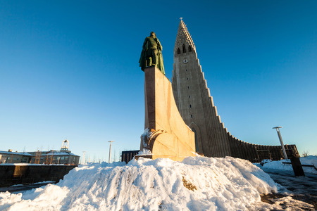 Hallgrimskirkja is a Lutheran parish church cathedral in Reykjavik, Iceland.の写真素材