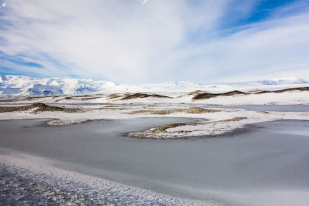 Jokulsarlon snow landscape in Hvannadalshnukur, Iceland for beautiful backgroundの写真素材