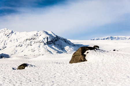 Jokulsarlon snow landscape in Hvannadalshnukur, Iceland for beautiful backgroundの写真素材