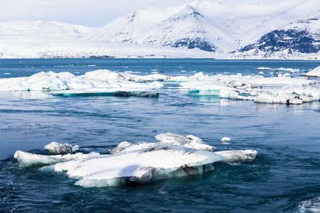 Jokulsarlon is a glacial lagoon or better known as Iceberg Lagoon which located in Vatnajokull National Park Icelandの写真素材