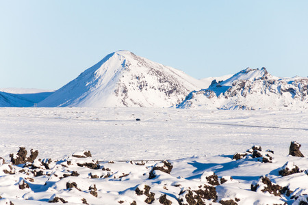 Small town of Stykkisholmur winter view which is a town situated in the western part of Iceland, in the northern part of the Snaefellsnes peninsulaの写真素材