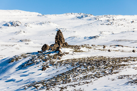Olafsvik view during winter snow which is a charming small town in Iceland on the northern side of the Snaefellsnes Peninsulaの写真素材