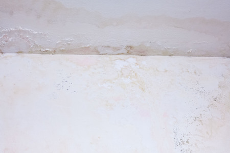 Dirt watery ceiling leaking view indicating dangerous of flood and mold growの写真素材