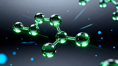 Molecule structure. 3d illustration. Abstract science background.の素材