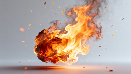 Burning meteor with trailing flamesの素材