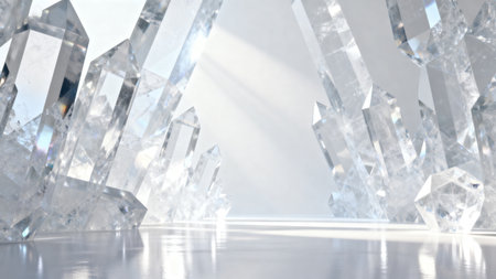 Clear Crystal Formations in Bright Lightの素材