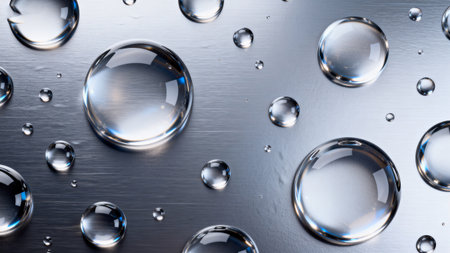 Water droplets on metallic surfaceの素材