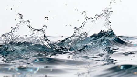Water splashing with droplets in airの素材