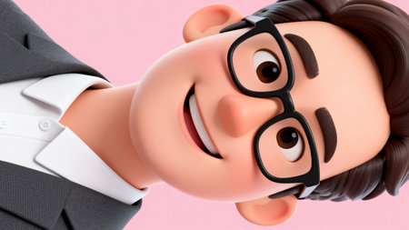 Cartoon man wearing glasses and suitの素材