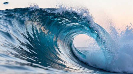 Ocean wave curling into a barrel shapeの素材