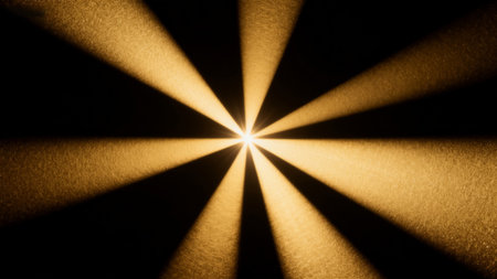 Golden light rays radiating from centerの素材