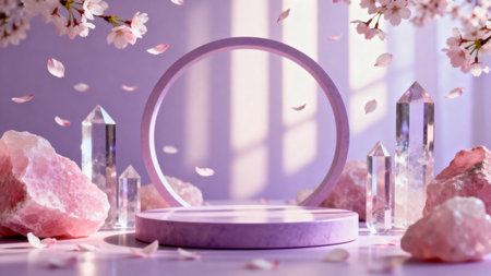 Crystal display with cherry blossomsの素材
