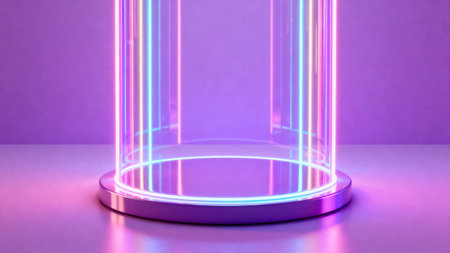 Neon lit cylindrical display standの素材