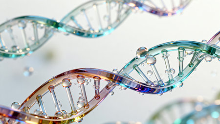 DNA molecule model on a white background. 3d illustration, 3d renderの素材