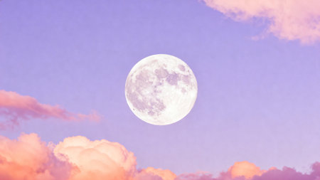 Full moon with clouds in the sky - retro vintage effect style pictureの素材
