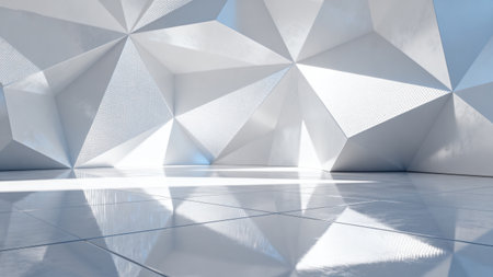 3d render, abstract geometric background, modern architecture, empty roomの素材