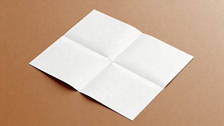 Mockup of a white paper sheet on a brown background.の素材