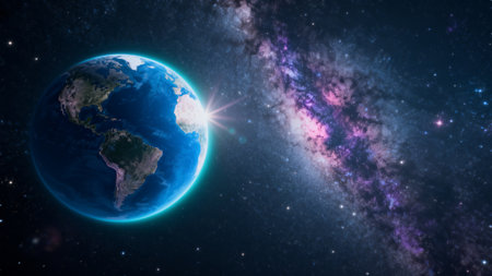 Planet Earth from space showing the beauty of space exploration. 3D renderingの素材