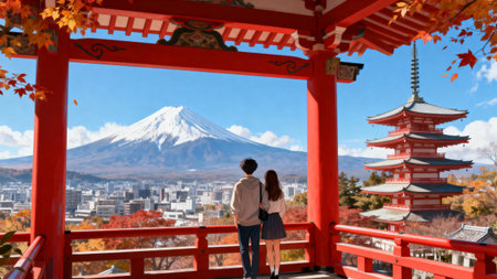 Mt. Fuji in autumn, Japan. Travel and vacation conceptの素材